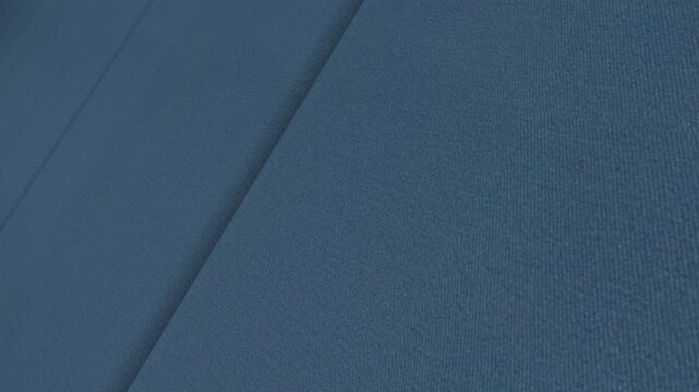 Fresh Cinematic Movement Along Italian Harbor Blue Twill Cotton Stretch Fabric with Angled Camera Perspective, Balanced Lighting and Fine Textile Details