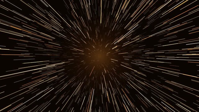 Golden warp speed streaks rushing past like a hyperspace jump, seamless loop