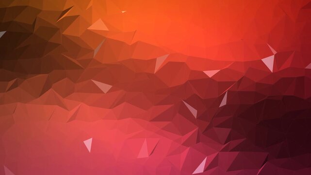 Warm low poly triangle mosaic in sunset orange and red, seamless loop