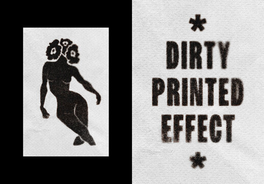 Vertical Paper Ink Print Effect For Poster And Print Design