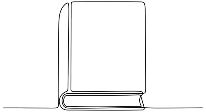Line drawing depicts a closed book with a simple minimalist style