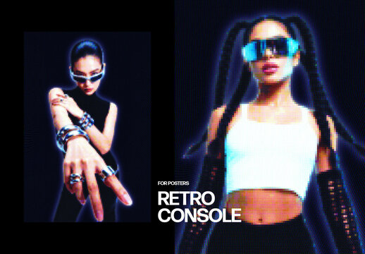 Vertical Retro Console Effect For Poster And Print Design