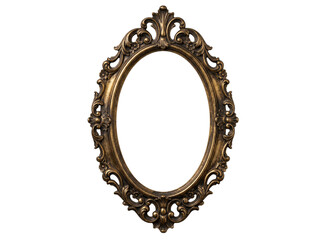 Ornate antique bronze oval mirror frame mockup