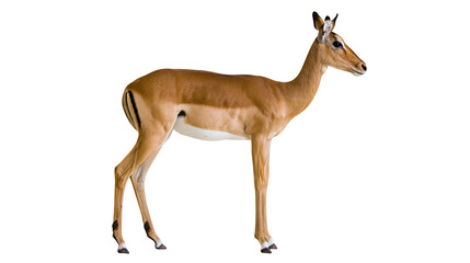 Isolated graceful impala antelope standing in profile view with elegant pose on solid surface © Lars