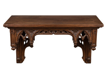 Ornate gothic carved wooden wall shelf on transparent background © PNG Lab