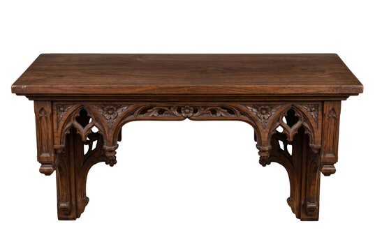 Ornate gothic carved wooden wall shelf on transparent background