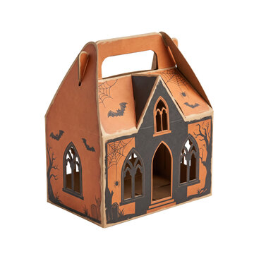 Haunted house gable treat box on transparent background