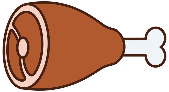 Ham hock illustration depicts a cured pork leg with bone outlined in brown