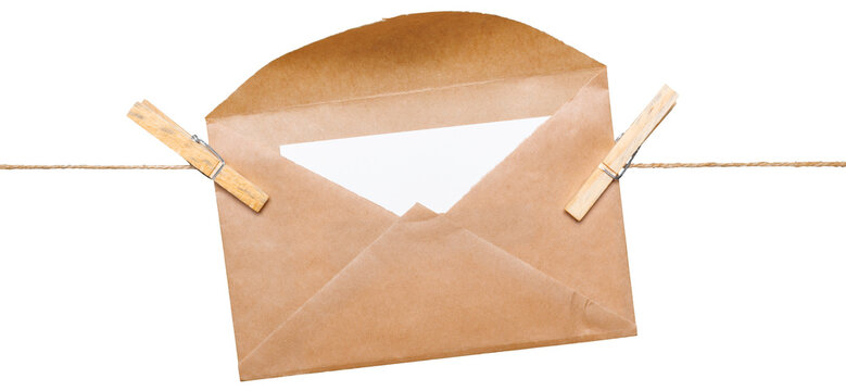 Letter hanging on a string with clothespins as a simple way to display messages
