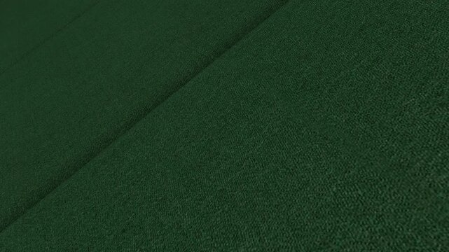 Natural Cinematic Movement Along Italian Forest Green Flannel Wool Fabric with Angled Camera View, Atmospheric Lighting and Rich Textile Surface Details
