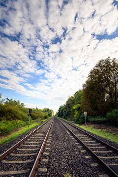 railroad tracks in the countryside