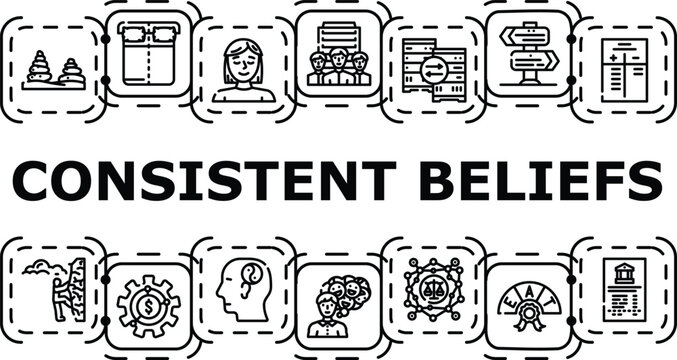 Consistent beliefs concept. Loyalty stability, integrity values, belief ideology icon vector illustration
