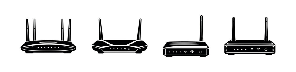 Fototapeta premium Wireless Router Designs in Black and White