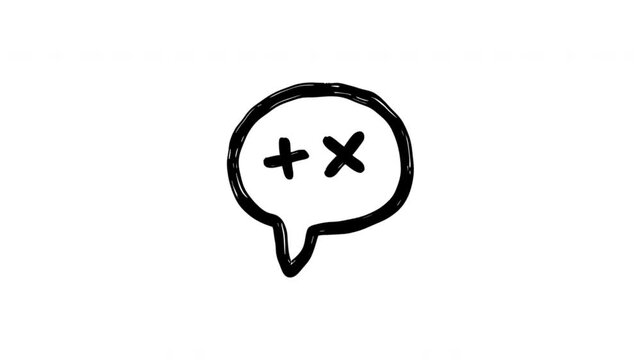 Math Symbols For Calculation And Problem Solving Hand-Drawn Doodle Animation On Transparent Background. Plus Sign, Multiplication Mark And Arithmetic Learning. Seamless Animated Icon.
