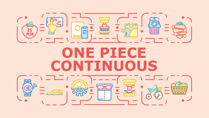 Obraz premium One piece continuous banner infographic. Merged joined, flowing extended, ongoing uninterrupted icon vector illustration
