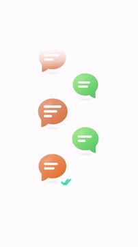 Animated message bubbles appearing in a vertical thread to simulate a digital chat conversation.