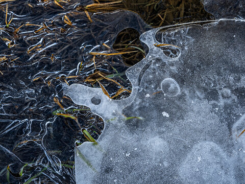 Shapes in ice, Catalonia, Spain