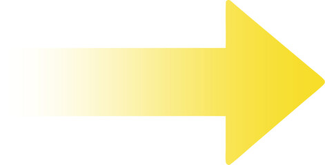 Yellow gradient arrow pointing right. Horizontal motion and directional indicator icon. Isolated PNG design element for navigation and next step concepts © Sergey
