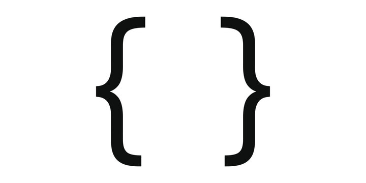 Curly brackets outline symbol for programming code syntax or document formatting.