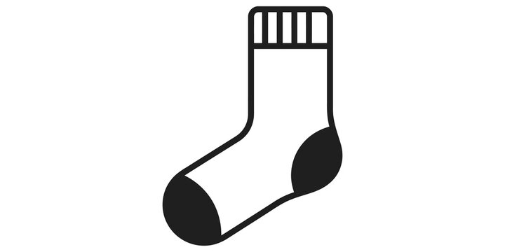 Minimalist sock line icon with black toe and heel reinforcement.