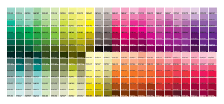 CMYK, RGB Color Palette Chart. Color Swatch Book Template for Your Design. CMYK & RGB Color Palette, Print Test Page. Pantone Color Chart and Palette. Color Codes, CMYK, RGB, Pantone. Vector EPS.