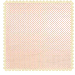Romantic vintage frame featuring a pale pink polka dot background, cream scalloped lace border and subtle distressed texture, perfect for cards, invitations and feminine stationery. © MedReda