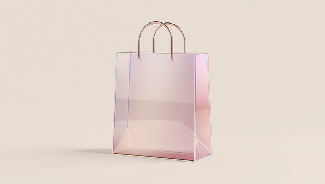 淡いピンクの透明な買い物袋