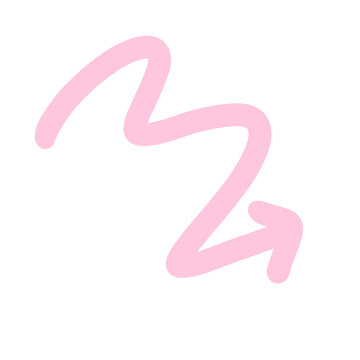 A simple pink arrow on a white background