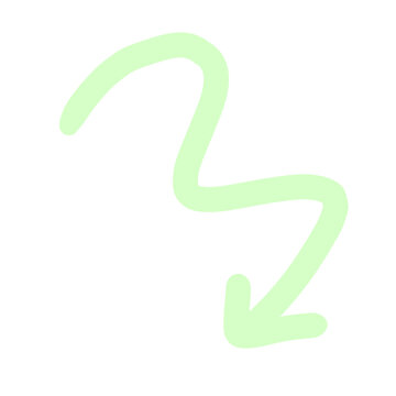 A bright green arrow in a zigzag shape points downwards on a white background