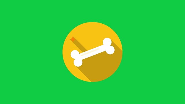 Dog bone treat rocking flat design animation green screen background