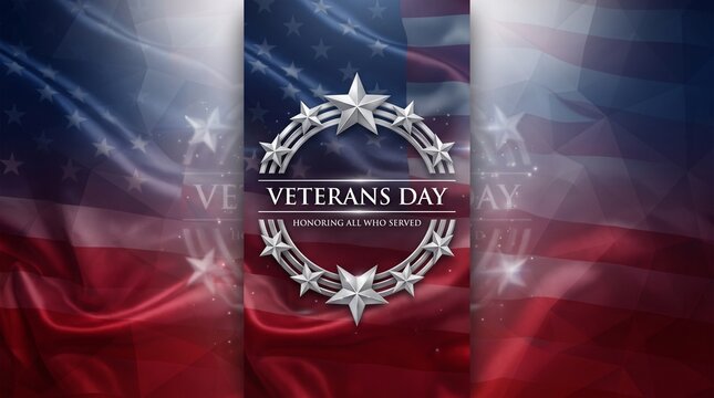 Veterans day wreath with laurel leaves and star emblem