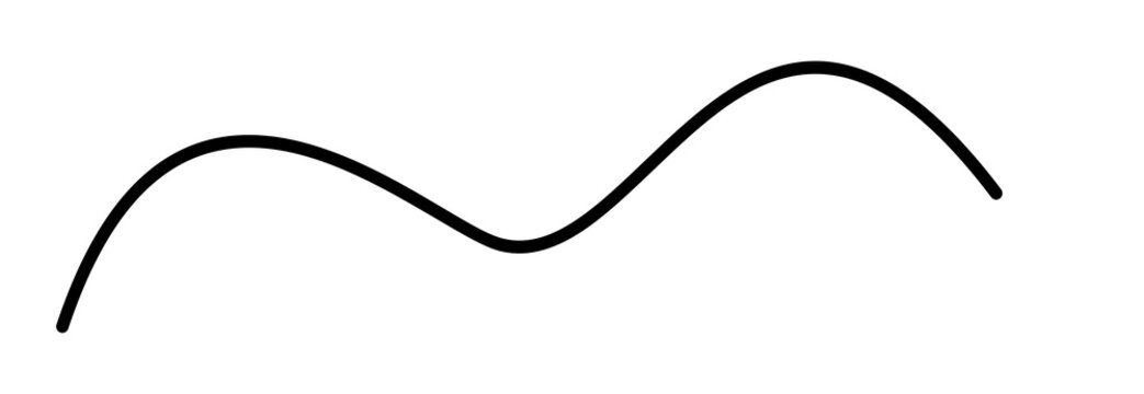 Hand drawn wavy line, black smooth curve brush stroke vector divider on white background