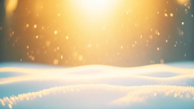 手前の白い雪のテクスチャと奥に煌めく丸い光粒の層が物語の一幕のような叙情的な印象を与えるシネマ景観