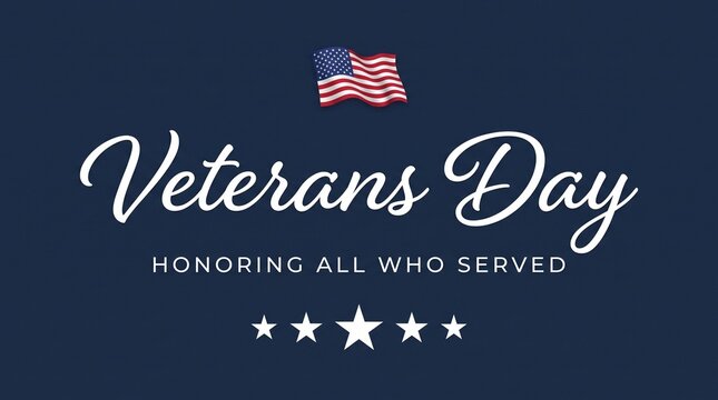 Veterans day graphic with american flag and stars honoring military service