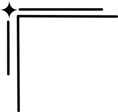 Black corner graphic element with a starburst and parallel lines
