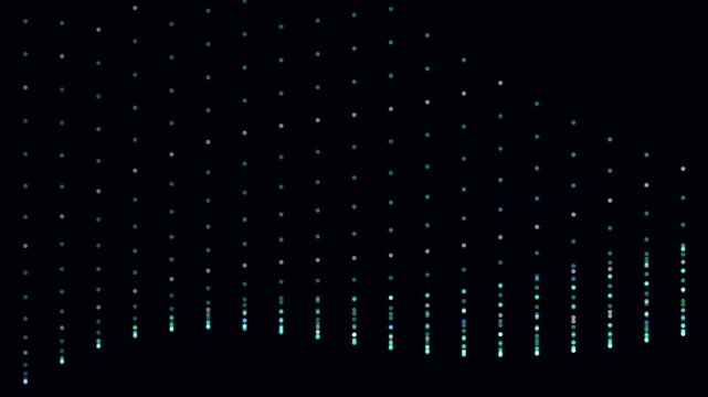 Geometric Moir&eacute; Weave fourier harmonic silk threads motion video rendered with EMERALD CYAN BLOOM glowing parametric dot fabric matrix. Ideal for cybernetic data structure displays, digital textile 