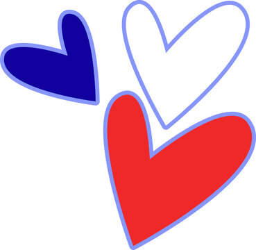 coeurs bleu blanc rouge