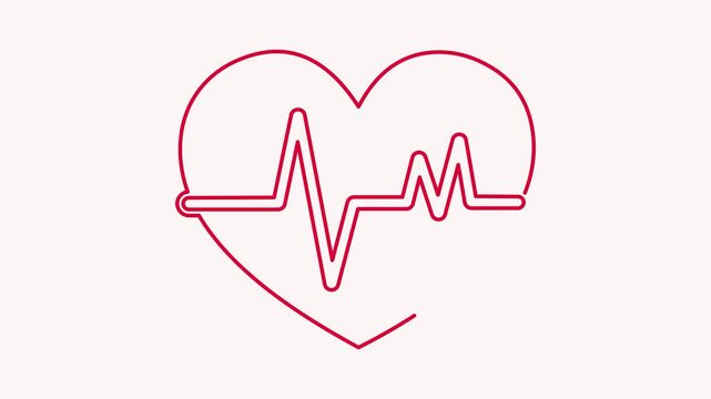 Red double-line electrocardiogram waveform on a light pink background representing a pulse