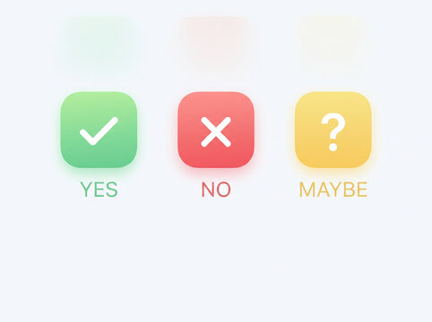 User interface decision icons isolated on white transparent background.   