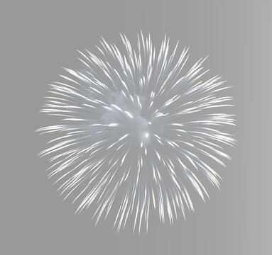 firework explosion with long white rays and scattered bright sparks for wedding invitations, festive banners and anniversary cards