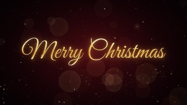 Merry Christmas golden calligraphy reveal with shimmering particles, transparent alpha channel overlay