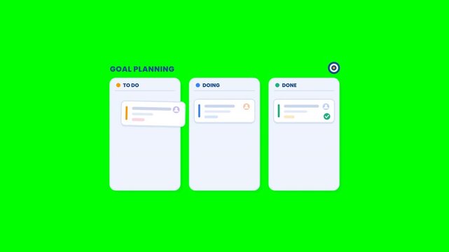 Task management interface goal planning on green screen