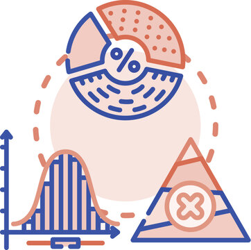 Statistical facts concept. Mean variance, median distribution, probability estimate icon vector illustration