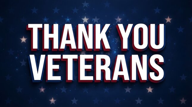 Thank you veterans patriotic message with stars and stripes on a dark background