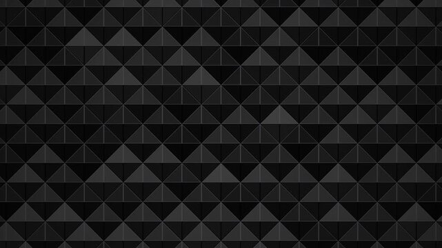 Dark geometric seamless pattern of 3D pyramids abstract background texture
