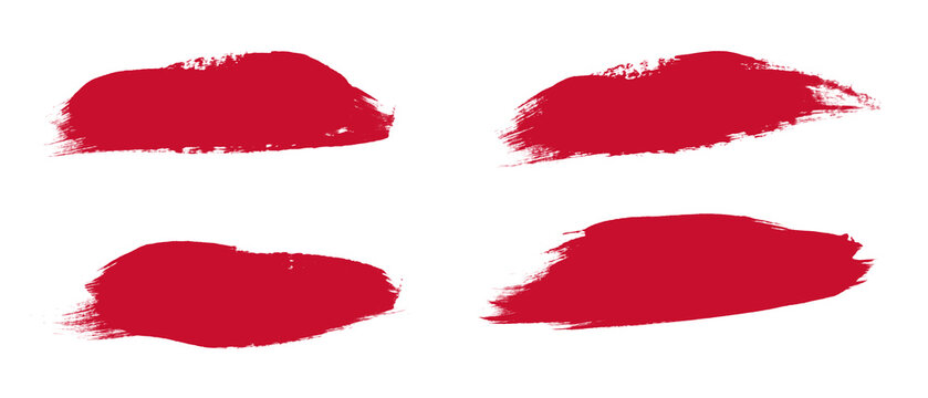 Red Paint Brush Stroke Banners PNG, Grunge Title Bar Collection, Transparent Background
