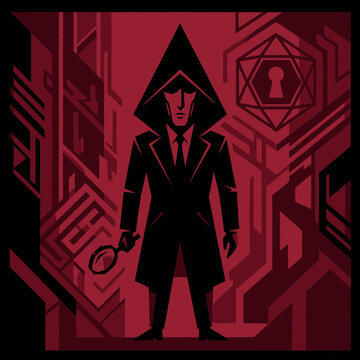 Mysterious Detective Silhouette with Magnifying Glass