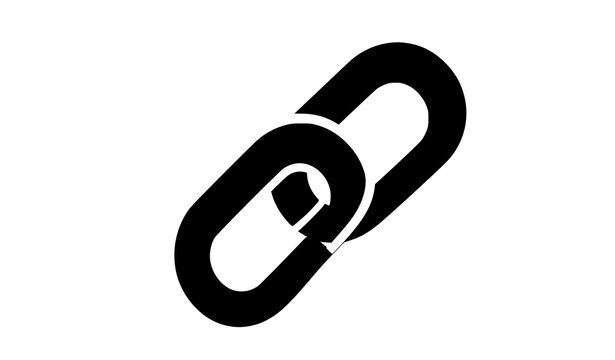 Chain Link Silhouette Icon, Hyperlink Connection Symbol Vector Black Isolated on White Background