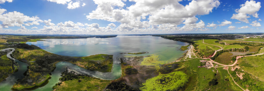 Aerial view of Juparan&atilde; lake in Linhares, Espirito Santo state in Brazil.