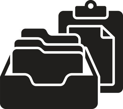 Desktop document filing organizer with folders and clipboard